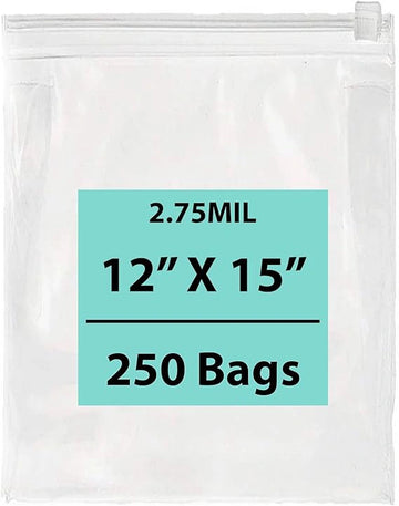 12X15 inches Resealable Poly Bags With Slide Seal 2.75 Mil (LDPE)